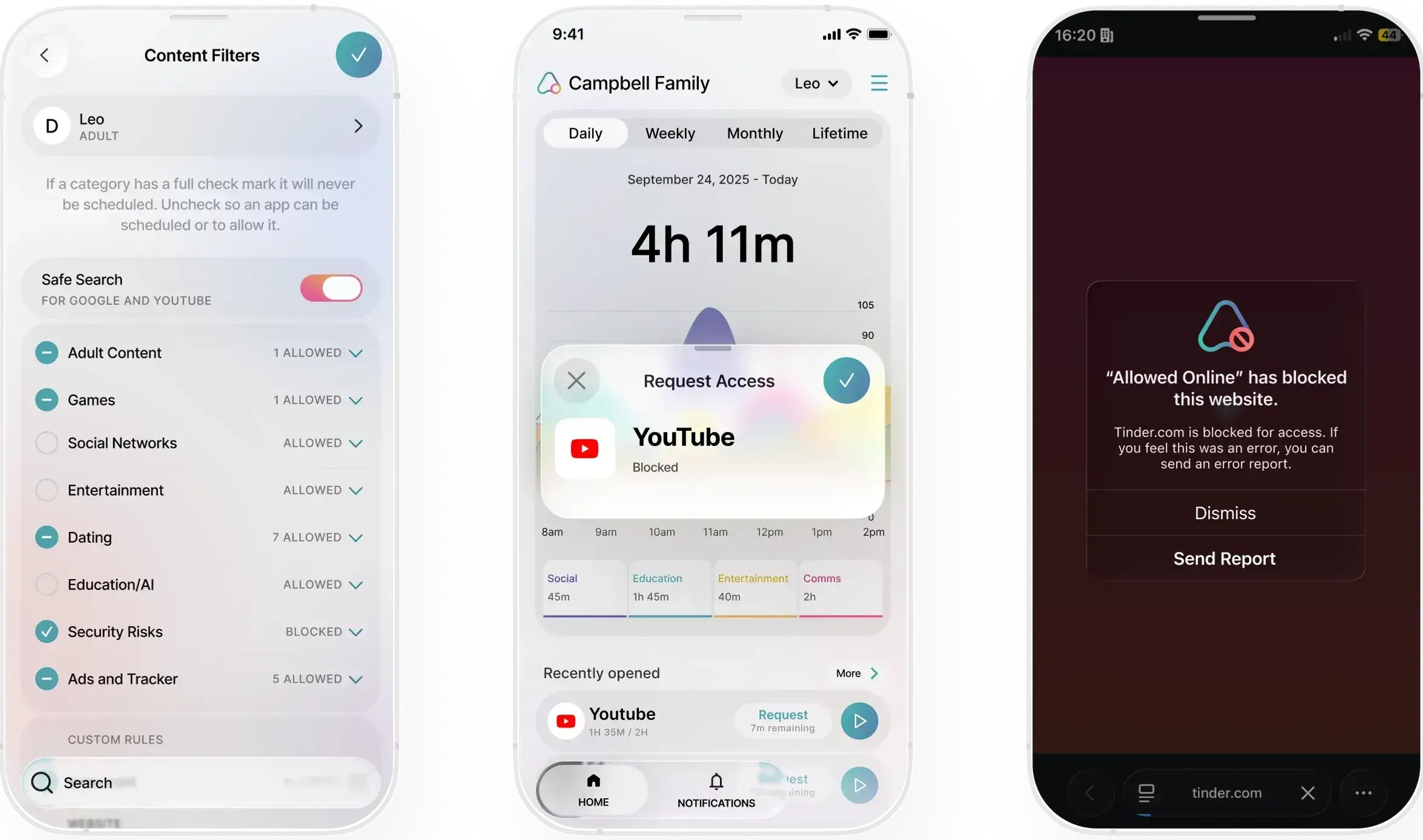 Blocked Sites interface